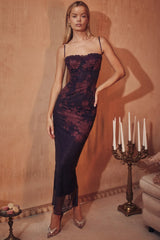 Aiza Purple Stylish Floral Dress