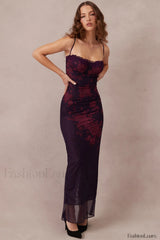 Aiza Purple Stylish Floral Dress