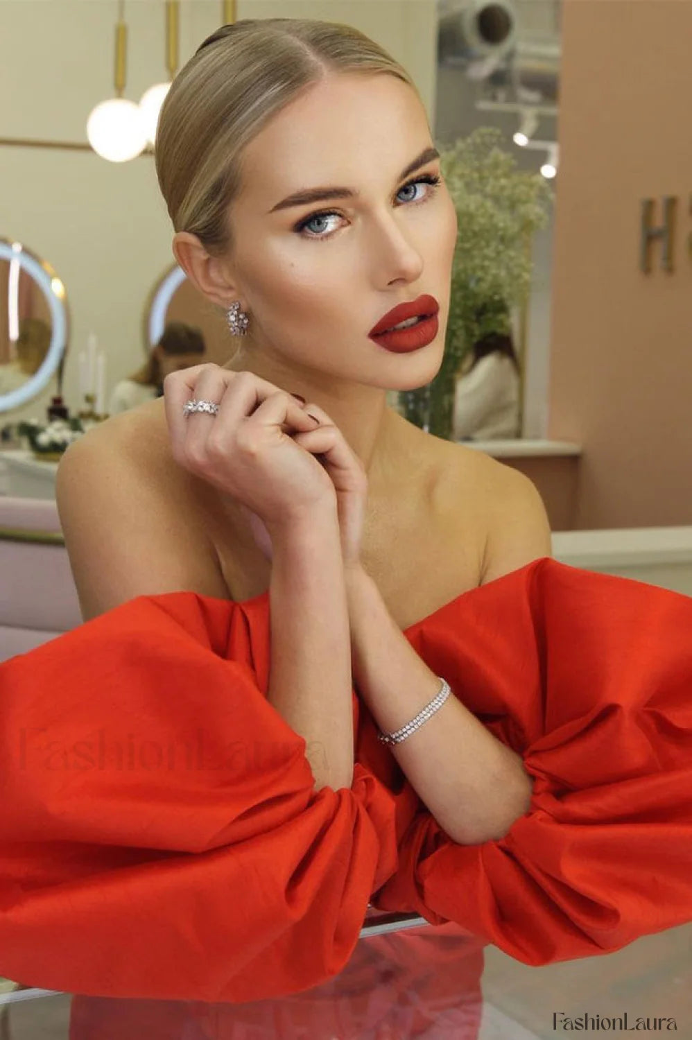 Alexandrine Puff Stylish Sleeve Mini Dress