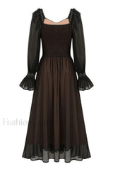 Aliana Floral Hollow Charming Long Sleeve Dress