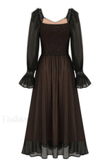 Aliana Floral Hollow Charming Long Sleeve Dress