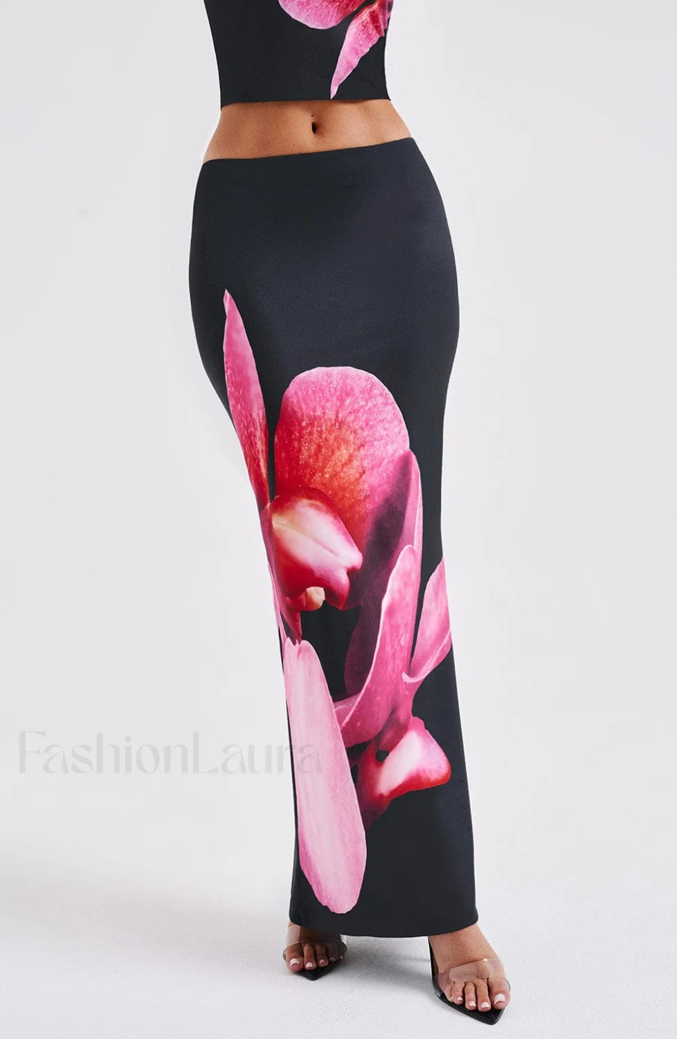 Allegra Maxi Skirt Trendy Black Floral Print Skirt