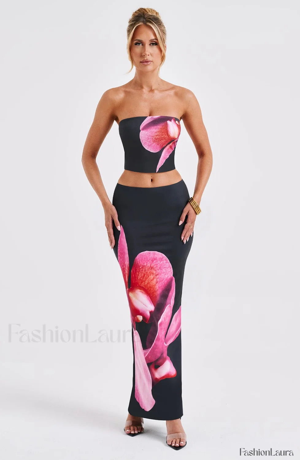 Allegra Maxi Skirt Trendy Black Floral Print Skirt