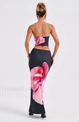 Allegra Maxi Skirt Trendy Black Floral Print Skirt