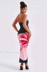 Allegra Midi Dress Trendy Black Floral Print Dress