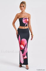 Allegra Top Trendy Black Floral Print Tops