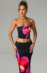 Allegra Top Trendy Black Floral Print Tops