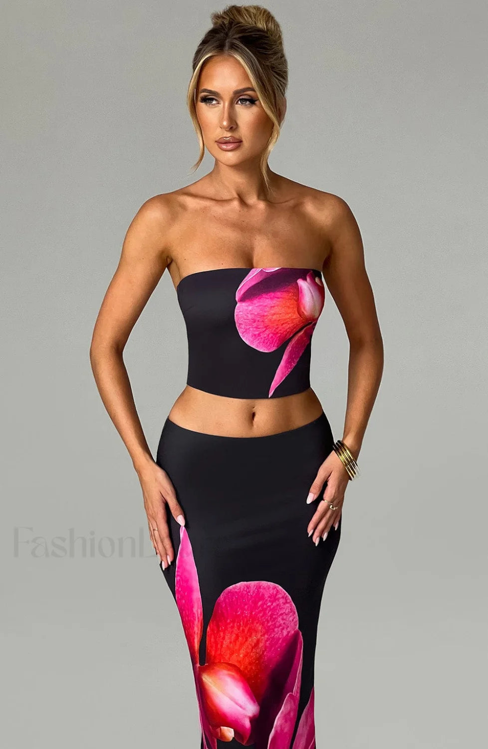 Allegra Top Trendy Black Floral Print Tops