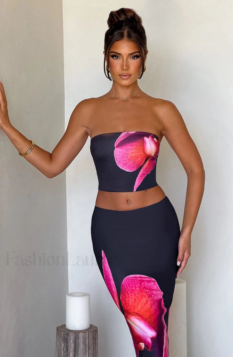 Allegra Top Trendy Black Floral Print XS Tops