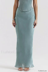 Amadi Satin Bra Charming + Maxi Skirt Set