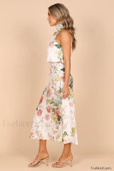 Anabelle Halter Stylish Neck Midi Dress
