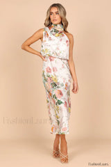Anabelle Halter Stylish Neck Midi Dress