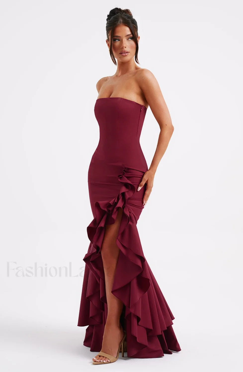 Angelina Maxi Graceful Dress Burgundy Dress