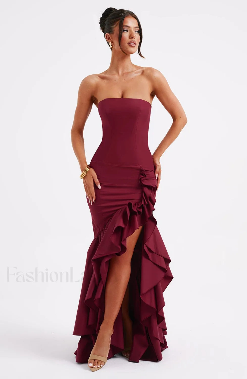 Angelina Maxi Graceful Dress Burgundy XS Dress