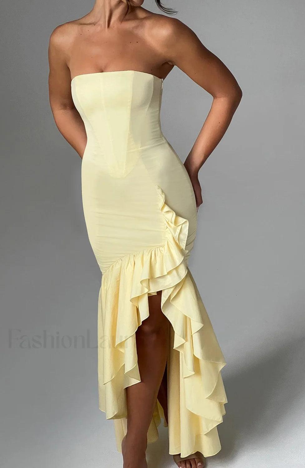 Angelina Maxi Graceful Dress Lemon Dress
