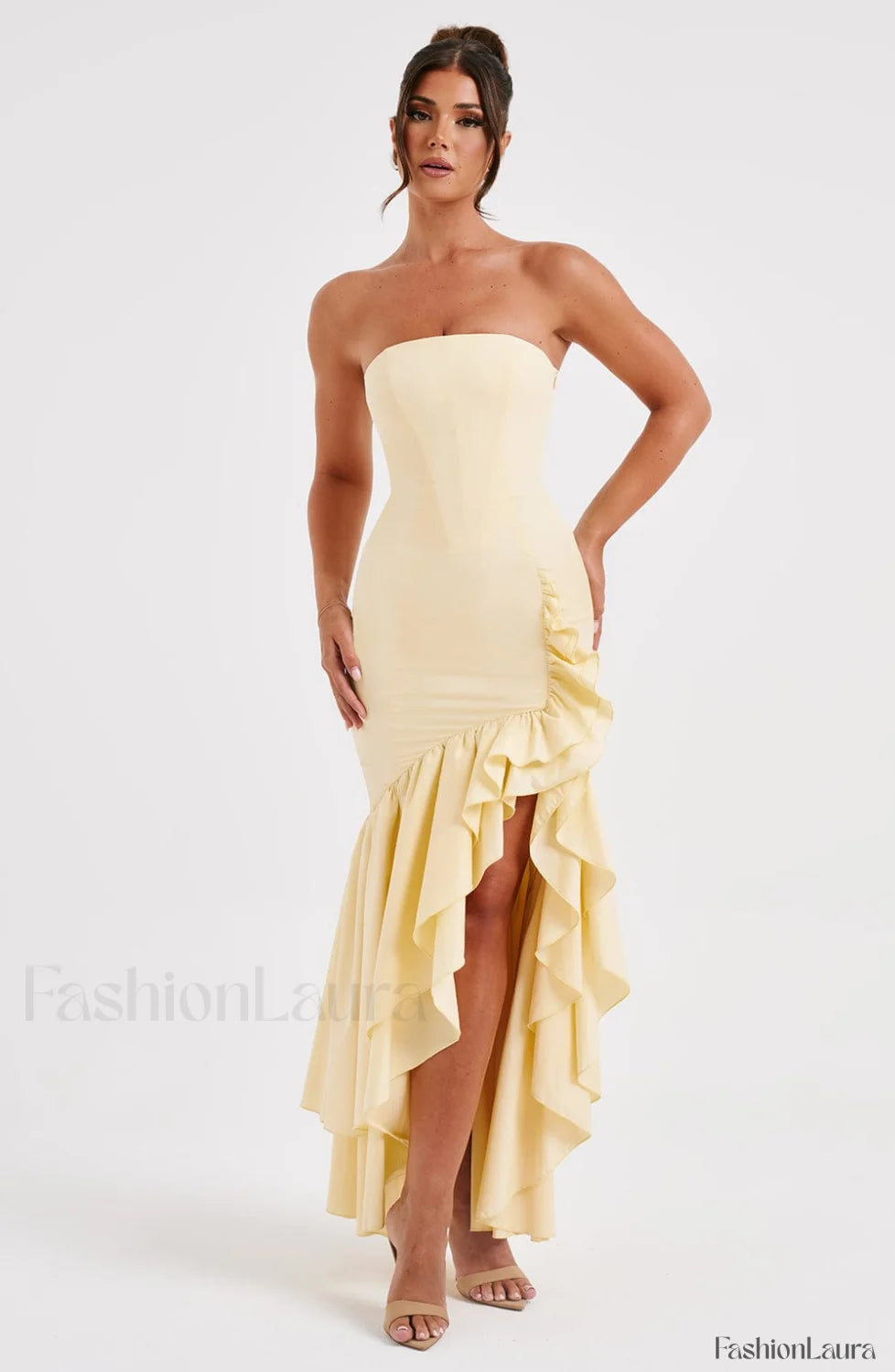 Angelina Maxi Graceful Dress Lemon Dress