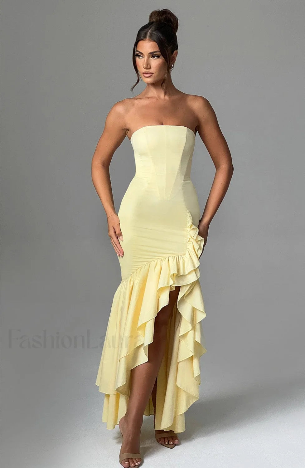 Angelina Maxi Graceful Dress Lemon S Dress