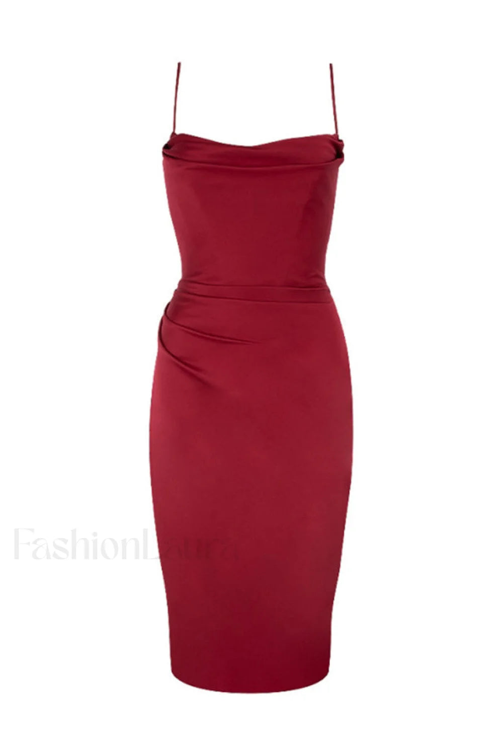 Anja Wine Satin Charming Corset Midi Dress