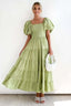 Anne Elegant Tiered Dress S / Olive