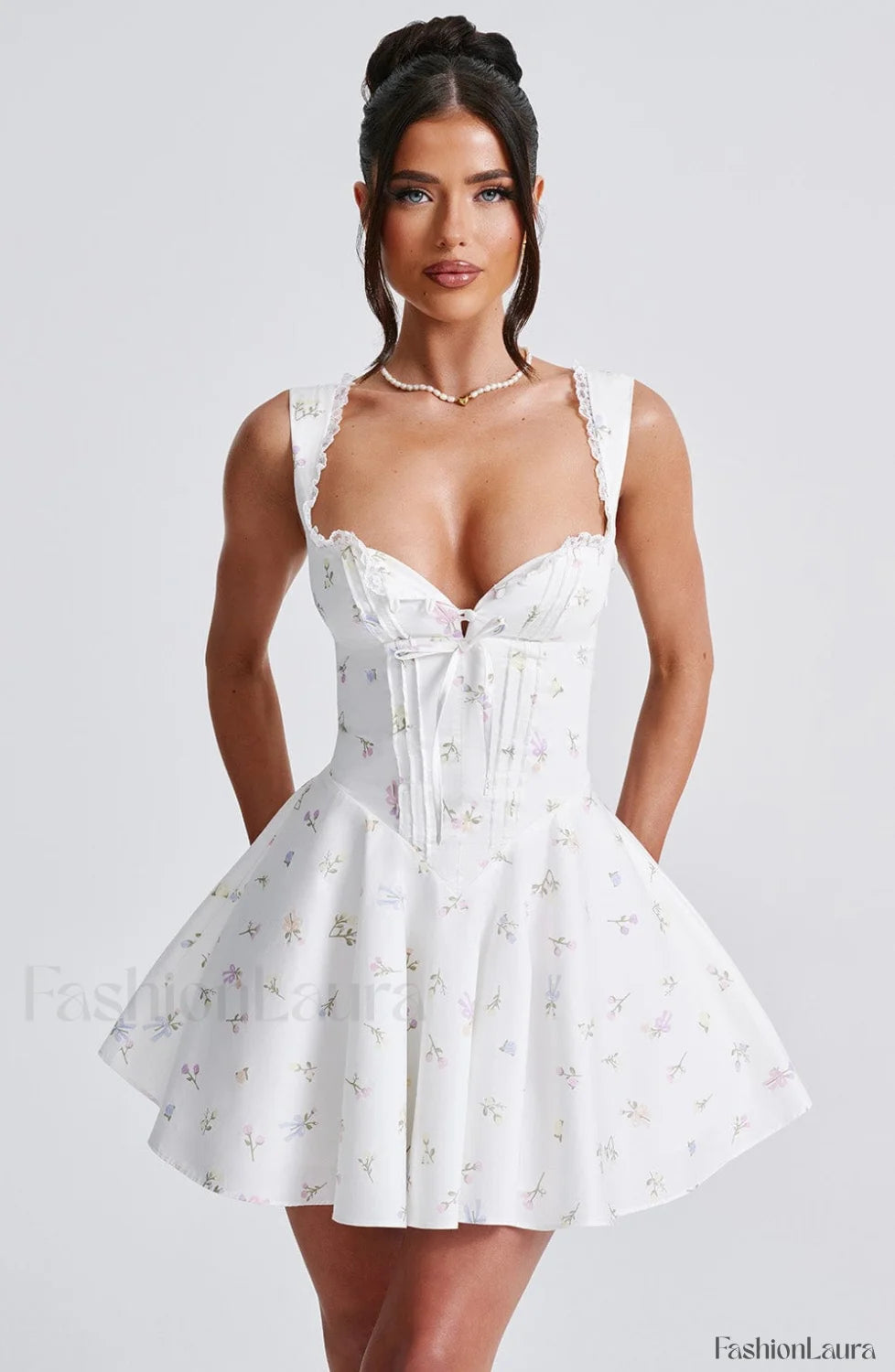 Antonella Mini Dress Trendy Multi Floral Print Dress