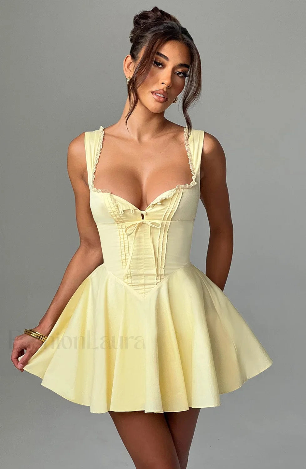 Antonella Mini Graceful Dress Lemon Dress