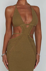 Arabella Maxi Graceful Dress Khaki Dress