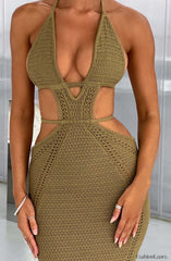 Arabella Maxi Graceful Dress Khaki Dress