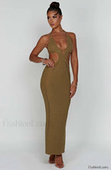 Arabella Maxi Graceful Dress Khaki Dress