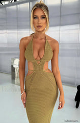 Arabella Maxi Graceful Dress Khaki Dress