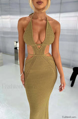 Arabella Maxi Graceful Dress Khaki Dress