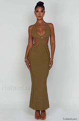 Arabella Maxi Graceful Dress Khaki Dress