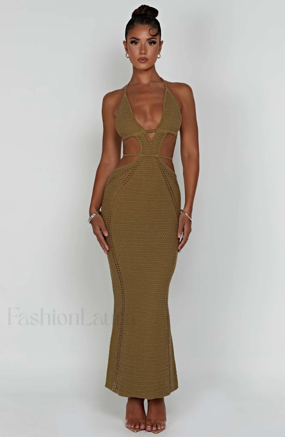 Arabella Maxi Graceful Dress Khaki Dress