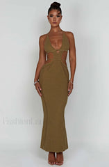 Arabella Maxi Graceful Dress Khaki Dress