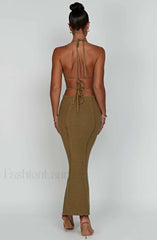 Arabella Maxi Graceful Dress Khaki Dress