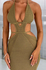 Arabella Maxi Graceful Dress Khaki Dress