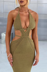 Arabella Maxi Graceful Dress Khaki XS Dress