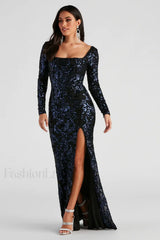 Arial Formal Stylish Sequin Lace Up Dress