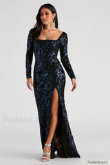 Arial Formal Stylish Sequin Lace Up Dress
