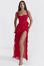 Ariel Cherry Stylish Pleated Maxi Dress XS / Cherry