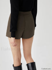 Asymmetric Wrap Graceful Zip Mini Skort Shorts