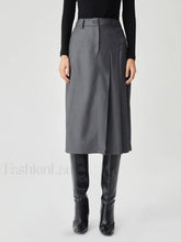 Asymmetrical Pleated Graceful Midi Skirt Grey / XS Skirts