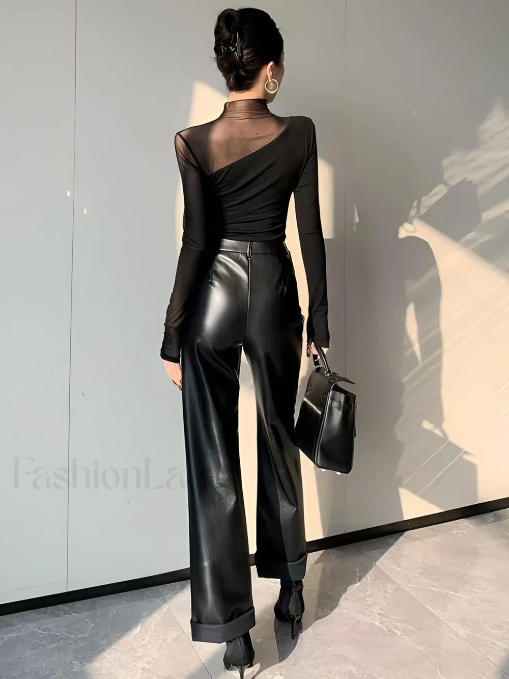 Asymmetrical Sheer Mesh Panel T Shirt T Shirts