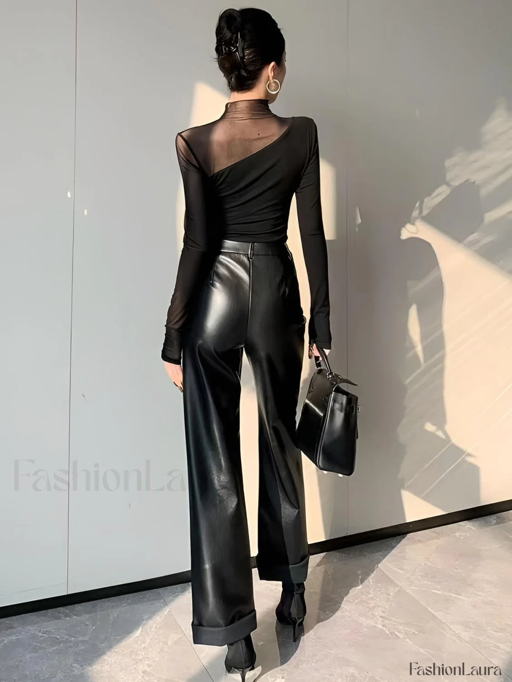 Asymmetrical Sheer Mesh Panel T Shirt T Shirts