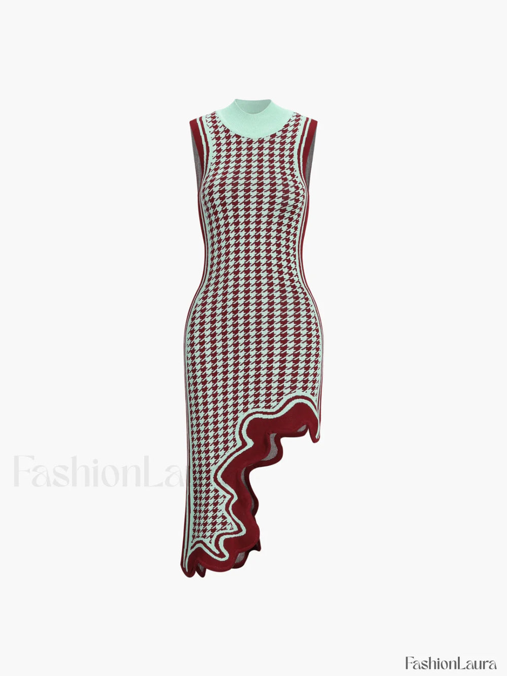 Asymmetrical Wavy Hemline Trendy Sweater Midi Dress Sweaters L