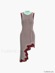 Asymmetrical Wavy Hemline Trendy Sweater Midi Dress Sweaters L