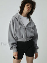 Athleisure Charming Crop Hoodie Grey / S Sweatshirts & Hoodies L