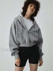 Athleisure Charming Crop Hoodie Grey / S Sweatshirts & Hoodies L