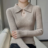 Autumn Winter New Women’s Wool Polo Neck Solid Color Thick Slim Cashmere Sweater Sweaters L