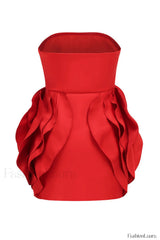 Ayat Strapless Stylish Flower Mini Dress