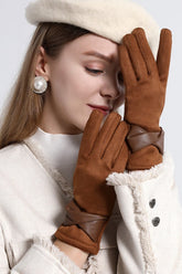 Fleece Lined Suede Winter Touchscreen Gloves